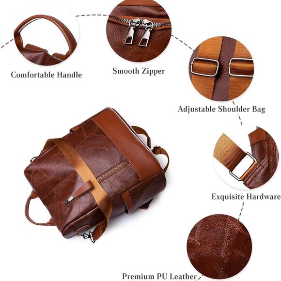 Women Anti-Theft Backpack Waterproof PU Leather Casual Travel School Bag main image 6